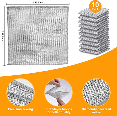 Non Scratch Wire Dishcloth: Multipurpose Dishwashing Rag for Wet and Dry, Reusable Steel Wool Scrubber