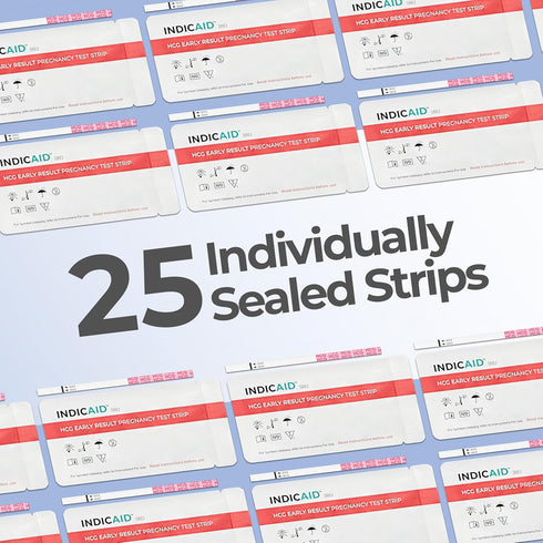 Strips,25 Count, 510K (10mIU/mL) 6 99% 3 INDICAID Early Detection Pregnancy Test Cleared High Sensitivity to Test Days