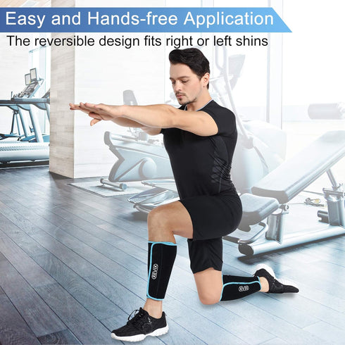 REVIX Calf and Shin Ice Packs for Injuries - Reusable Cold Compression Sleeve for Swelling, Bruises, Sprains (2 Packs)