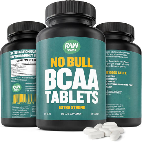 BCAA Tablets 1000 mg, 120 Pills - Branched Chain Amino Acids Supplement for Muscle Recovery & Energy