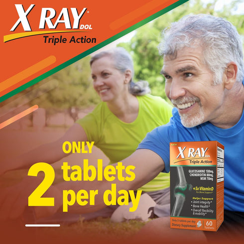 X Ray Dol Triple Action Glucosamine Chondroitin Supplement - 60 Count for Joint Support, Flexibility & Mobility