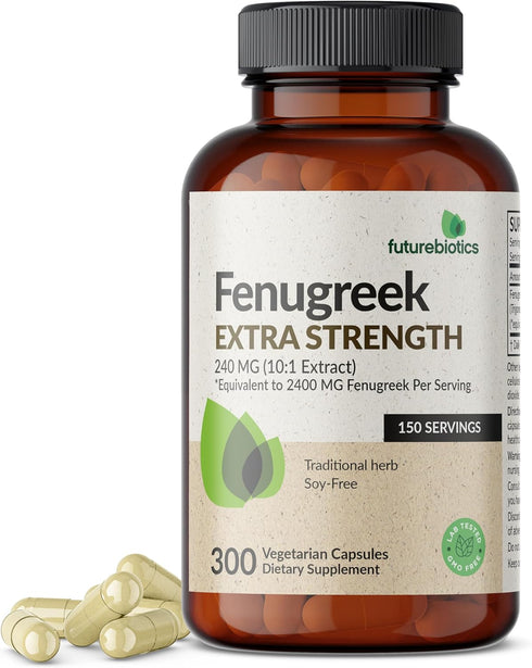 Futurebiotics Fenugreek Extra Strength 2400 MG, Non-GMO, 300 Vegetarian Capsules for Overall Good Health & Well-being