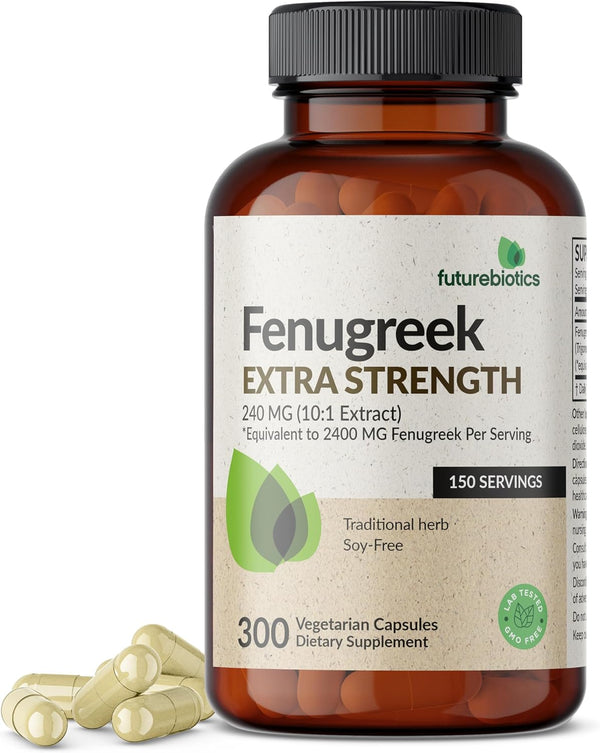 Futurebiotics Fenugreek Extra Strength 2400 MG, Non-GMO, 300 Vegetarian Capsules for Overall Good Health & Well-being