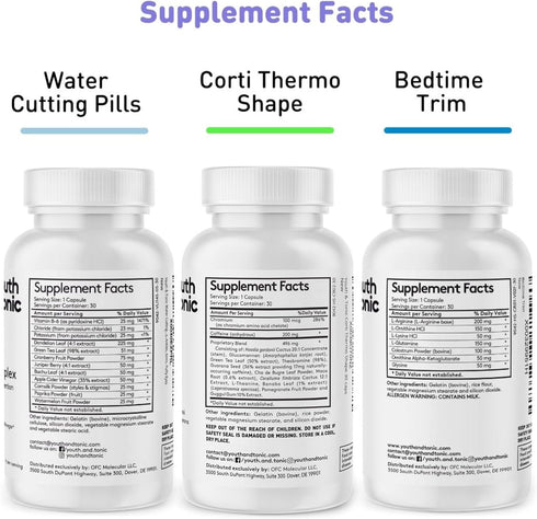 Youth & Tonic Shred Sculpt Lean 3 x Diet Pills for Metabolism, Energy, Cravings, and Water Retention Support