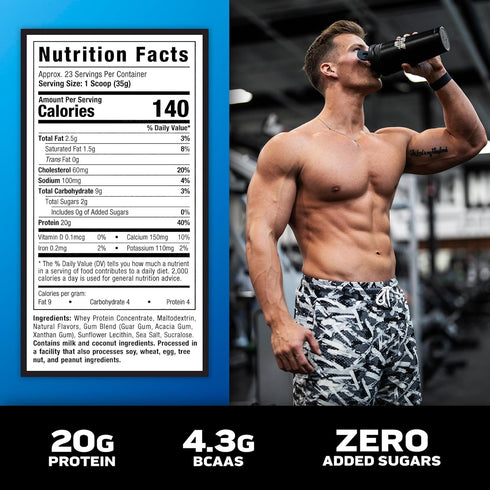 MuscleTech Grass Fed Whey Protein Powder - 20g Protein + 4.3g BCAA Deluxe Vanilla, 1.8 lbs - Hormone Free, Non-GMO,
