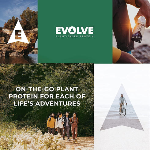 Evolve Plant Based Protein Shake - Café Mocha Flavor with 20g Vegan Protein, Dairy Free, 11oz, 12 Pack