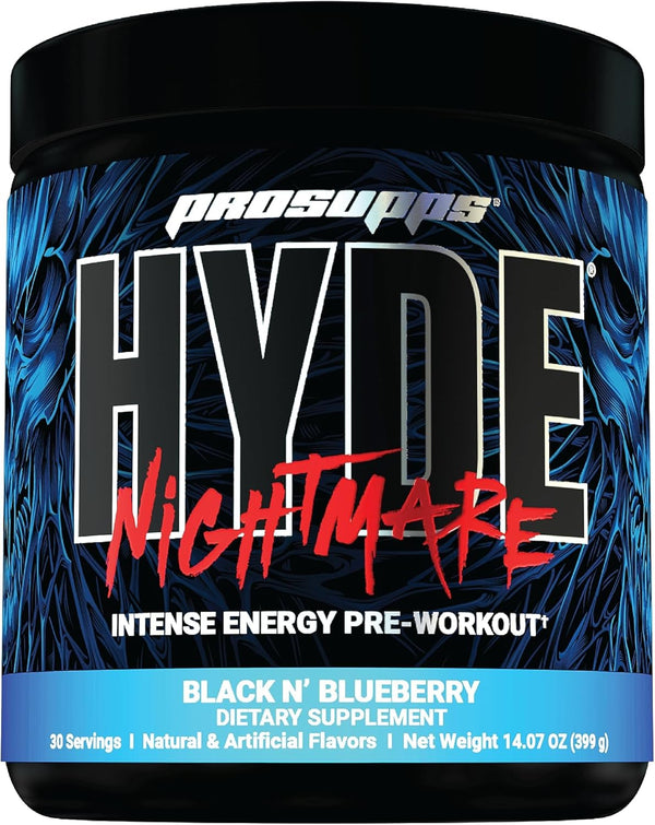 PROSUPPS Hyde Nightmare Pre-Workout Powder, Intense Energy Drink, 30 Servings, Black N’ Blueberry