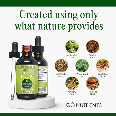 Go Nutrients Liver Edge, Milk Thistle Supplement for Liver Cleanse, Detox & Repair, Organic Liquid Drops, 2 oz, 48