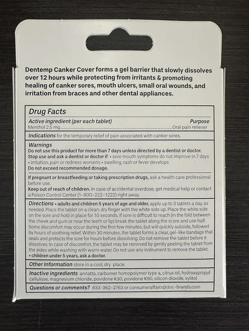 Dentemp Canker Sore Medicine - 2pk Canker Cover, Oral Pain Reliever for Fast Acting Canker Sore Relief