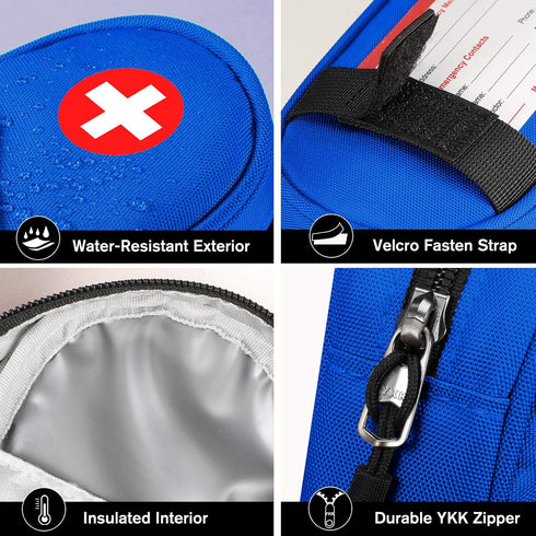 SITHON EpiPen Medical Carrying Case - Insulated Travel Medication Organizer Bag for 2 EpiPens, Asthma Inhaler, Allergy