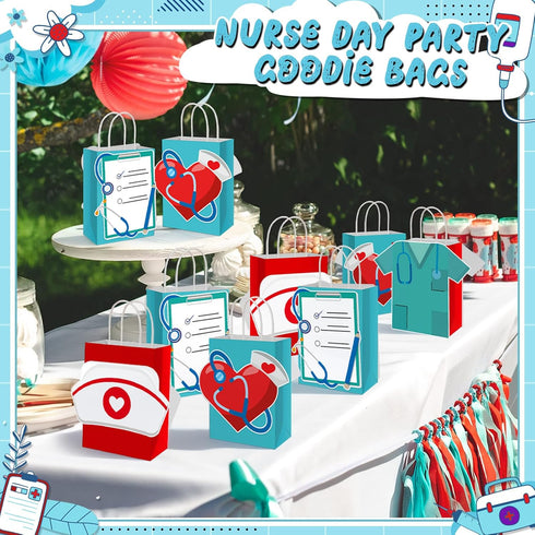 MotiMind 16 Pcs Nurse Gifts Bag Medical Assistant Gifts Thank You Paper Goodie Bags with Handles for Nurse Doctor