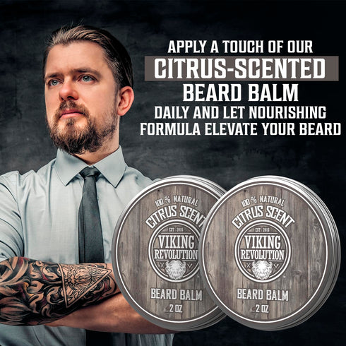 Viking Revolution Beard Balm, All Natural Grooming Treatment with Argan Oil & Mango Butter, Pack of 2
