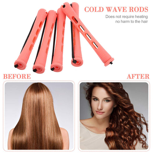WILLBOND 36 Pieces Cold Wave Rod Hair Perm Rods with Steel Rat Tail Comb for Hairdressing