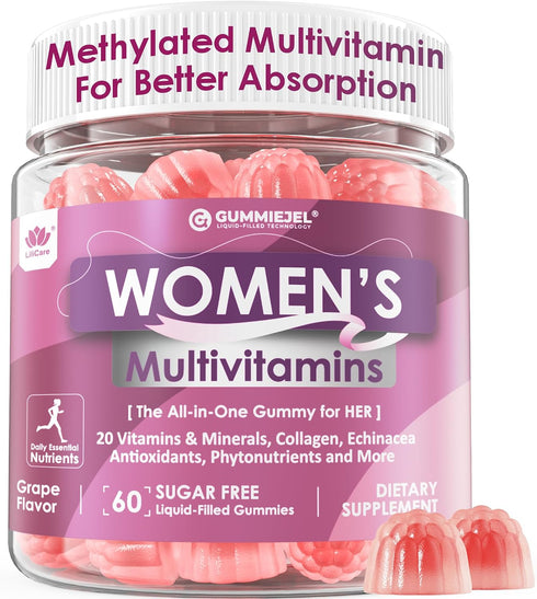 Womens Multivitamin Gummy, Methylated Multivitamin for Women, Biotin, Methylfolate, Iron, Collagen, Vitamins