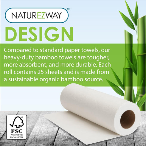 NatureZway Bamboo Perforated Towels - Rayon Made from Bamboo, 25 Sheets