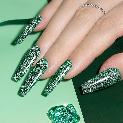 RARJSM Glitter Gel Polish, Olive Green Sparkly Nail Polish for Manicure, UV LED Cure Gel Nail Art, 7.5ML