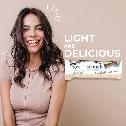 Power Crunch Protein Wafer Bars, High Protein Snacks, Delicious Chocolate Coconut, 1.4 Ounce (12 Count)