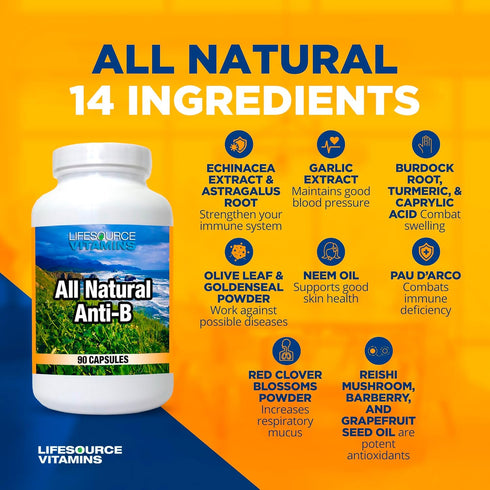 LifeSource Vitamins Immune 14 90 Immune All Natural Anti-B for Support, All Natural Ingredient with Echinacea & Garlic