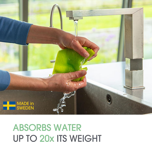 Premium Swedish Dishcloths (10 x Green) - Eco-Friendly, Reusable, Absorbent, Multi-Surface, Original Made in Sweden