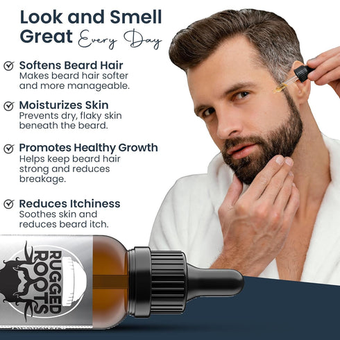 Honest Premium Beard Oil - Rugged Roots Beard Care for Dry Itchy Beard, All Natural Jojoba, Argan, Grape Seed