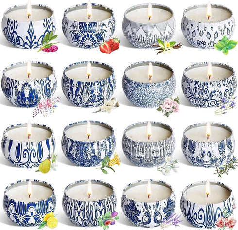 Onebird Set of 16 Scented Candle Gift Set,Natural Pure Soy Wax Aromatherapy Candles