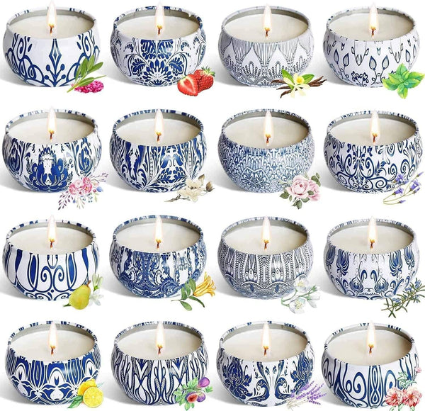Onebird Set of 16 Scented Candle Gift Set,Natural Pure Soy Wax Aromatherapy Candles