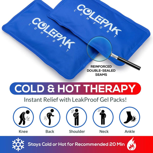 Hot & Cold Ice Packs for Injuries, Reusable Gel (4 Pc Set) for Pain Relief, Joint Muscle Soreness, Swelling