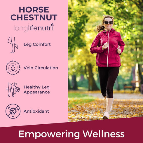 Horse Chestnut Extract 500mg - 180 Vegetarian Capsules, Organic Supplement for Daily Wellness & Circulation, 3-Month