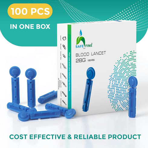28G 3mm Blood Lancets, 100 Pcs Box Diabetic Lancets for Testing, Fits Most Lancit Devices, Sterile Safety Lancets
