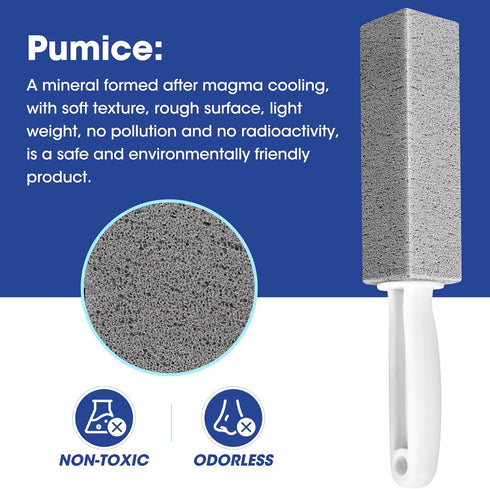 AZEN 5 Pack Pumice Stone, Pumie Scouring Stick with Handle, Hard Water Stain Remover for Toilet, Bathroom, Kitchen