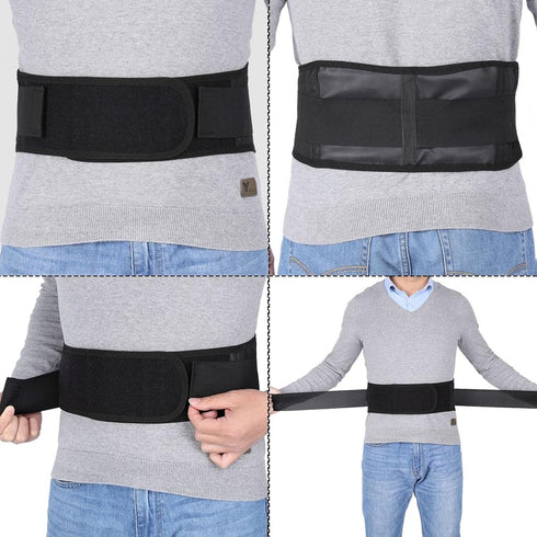Lower Back Compression Brace - Tourmaline Self Heating Magnetic Waist Trainer Wrap Belt for Pain Relief, Fits Men Women