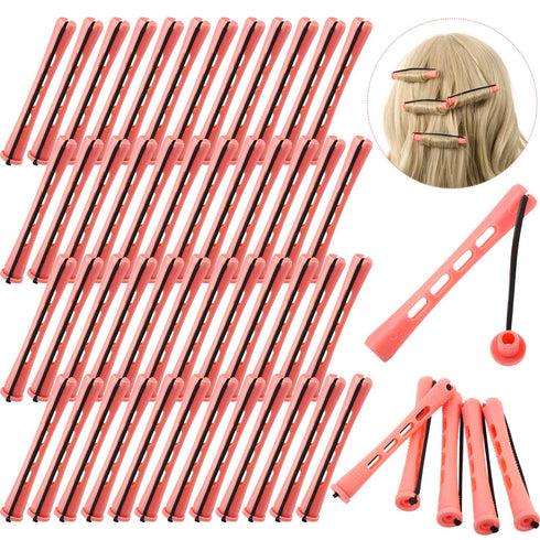 WILLBOND 48 Pieces Plastic Pink Perm Rods, Long Variety Hair Perm Rods for Women Hairdressing Styling Tools