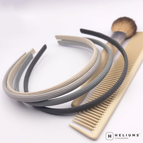 Heliums Thin Headbands - 8mm Stylish Hairbands for Women and Girls, 4 Count, Blends with Hair Color (Dark Grey, Light