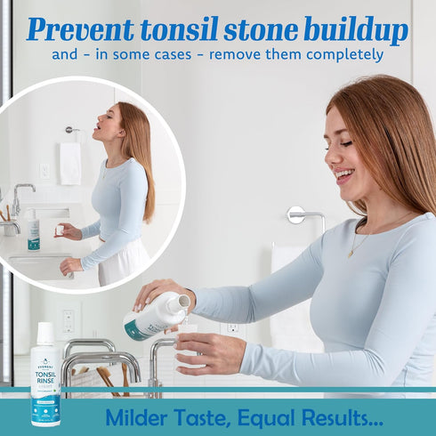Everest Mouth Wash & Tonsil Stone Remover – Natural Oral Rinse to Soothe Tonsils, Fight Bad Breath, Spearmint