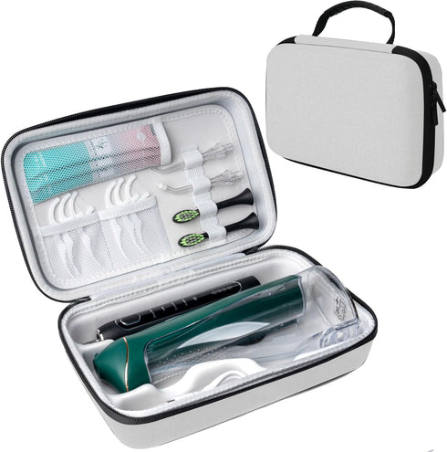 SMYV Water Flosser Travel Case, Portable Dental Oral Irrigator Organizer with Handle, Hard Eva Storage Bag (Beige)