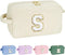 Personalized Monogram Makeup Bag, Cute Gifts for Women, Travel Makeup Organizer Bag, White Makeup Pouch with Letter S