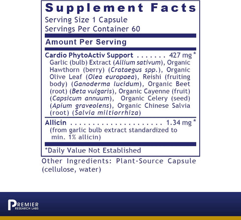Premier Research Labs BP Complex - for Heart Health - with Garlic, Hawthorn, Olive Leaf, Reishi, Cayenne & Organic Celery - Allicin Supplement - Non-GMO, Vegan Formula - 60 Plant-Source Capsules