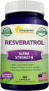 100% Natural Resveratrol Supplement, 1000mg Max Strength (180 Capsules) for Heart Health & Antioxidants