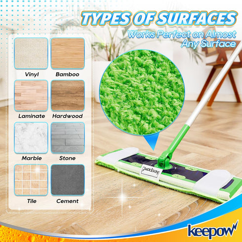 KEEPOW Microfiber Mop Pads for Swiffer XL Mops Reusable Wet and Dry Mopping Cloths Compatible with Swiffer Sweeper