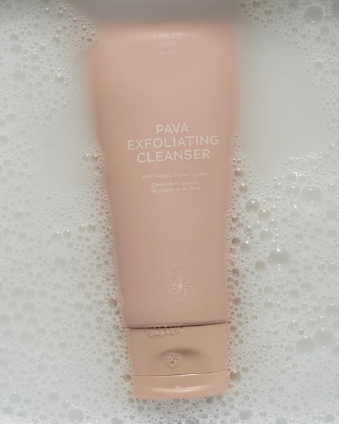 SWEET JULY SKIN Pava Exfoliating Cleanser, Gentle Hydrating Clean Face Wash for All Skin Types, Vegan (5.6 oz)