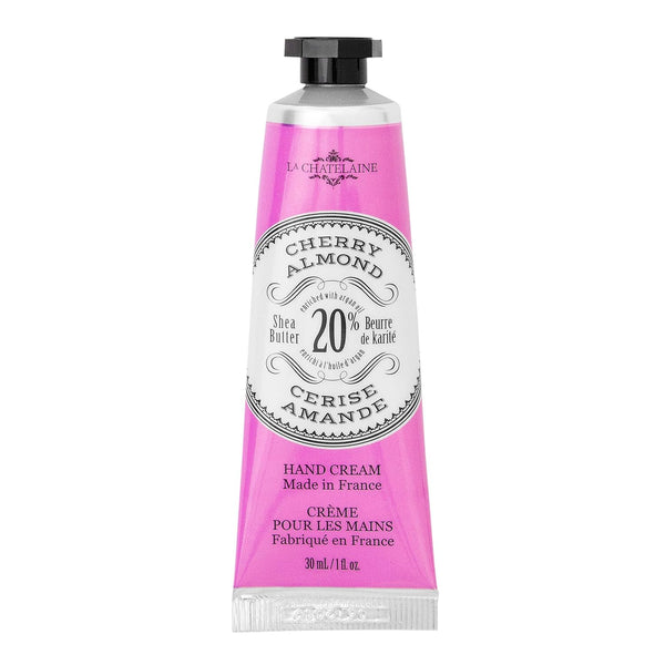La Chatelaine 20% Shea Butter Hand Cream, Travel Size, Organic Argan Oil, Non-Greasy, 1 oz/30ml (Cherry Almond)