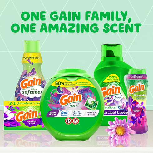 Gain + Aroma Boost Liquid Laundry Detergent, 154 Fl Oz Moonlight Breeze Scent, 107 Loads, HE Compatible