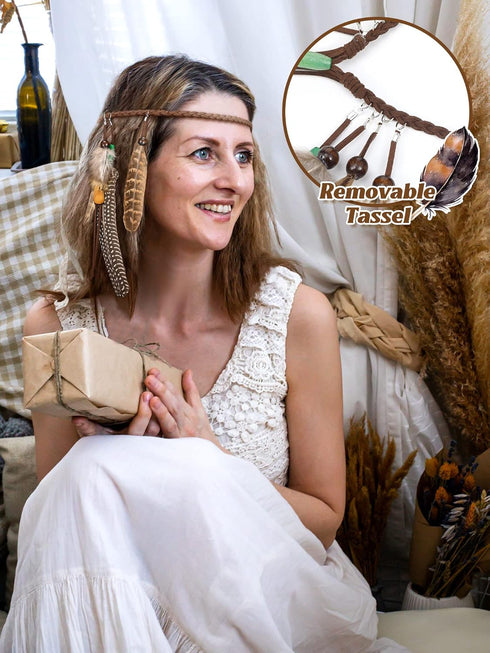 XunYee Feather Headband, Hippie Accessories for Women, Indian Feather Hair Accessories for Costume