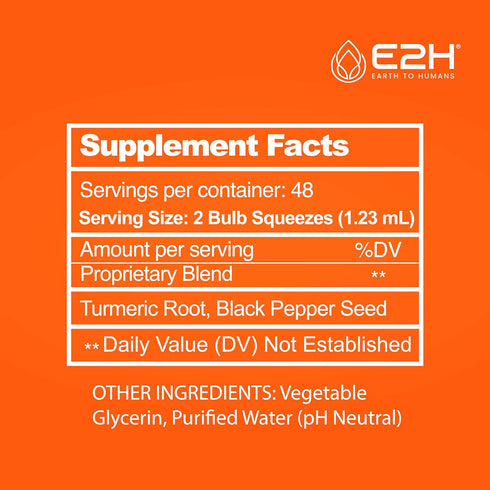 E2H Liquid Turmeric Curcumin for Better Absorption - Natural Joint Support - Turmeric Root Extract with Black Pepper
