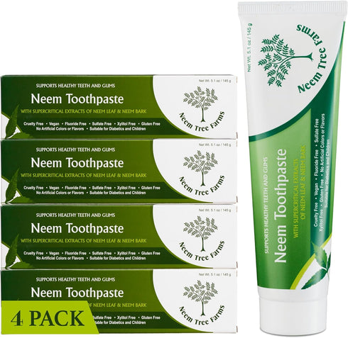 Neem Tree Farms Neem Fluoride Free Toothpaste - Adult and Children Friendly - 100% Vegan