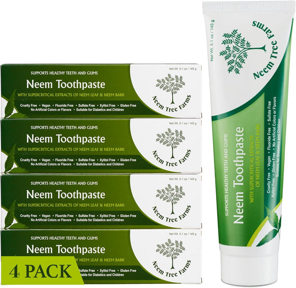 Neem Tree Farms Neem Fluoride Free Toothpaste - Adult and Children Friendly - 100% Vegan
