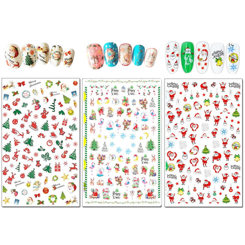 TailaiMei 15 Sheets Christmas Nail Stickers, 7 Sheets Nail Wraps and 8 Sheets Nail Decals for DIY Nail Art