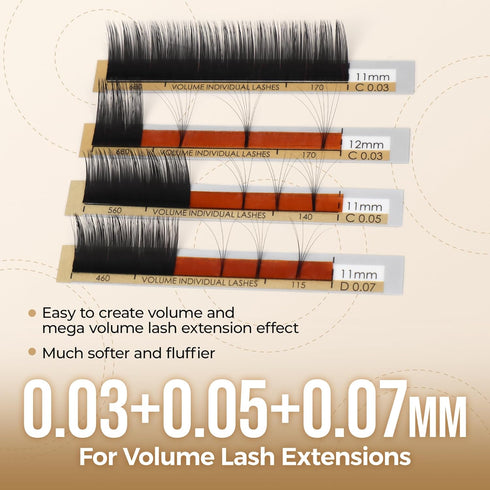 LASHVIEW C Curl Eyelash Extensions, 8-15mm Mixed 0.15 Classic Lashes, Professional Lash Trays