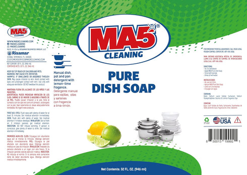 MA5X CLEANING Pure Liquid Dish Soap, 32oz, Pack of 2