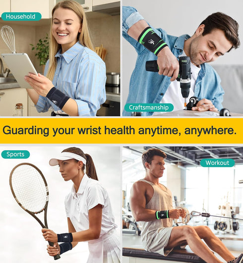 HiRui Wrist Brace - Compression Wrist Wraps for Work, Fitness, Weightlifting, Pain Relief, Adjustable 2 PACK (Black, L)